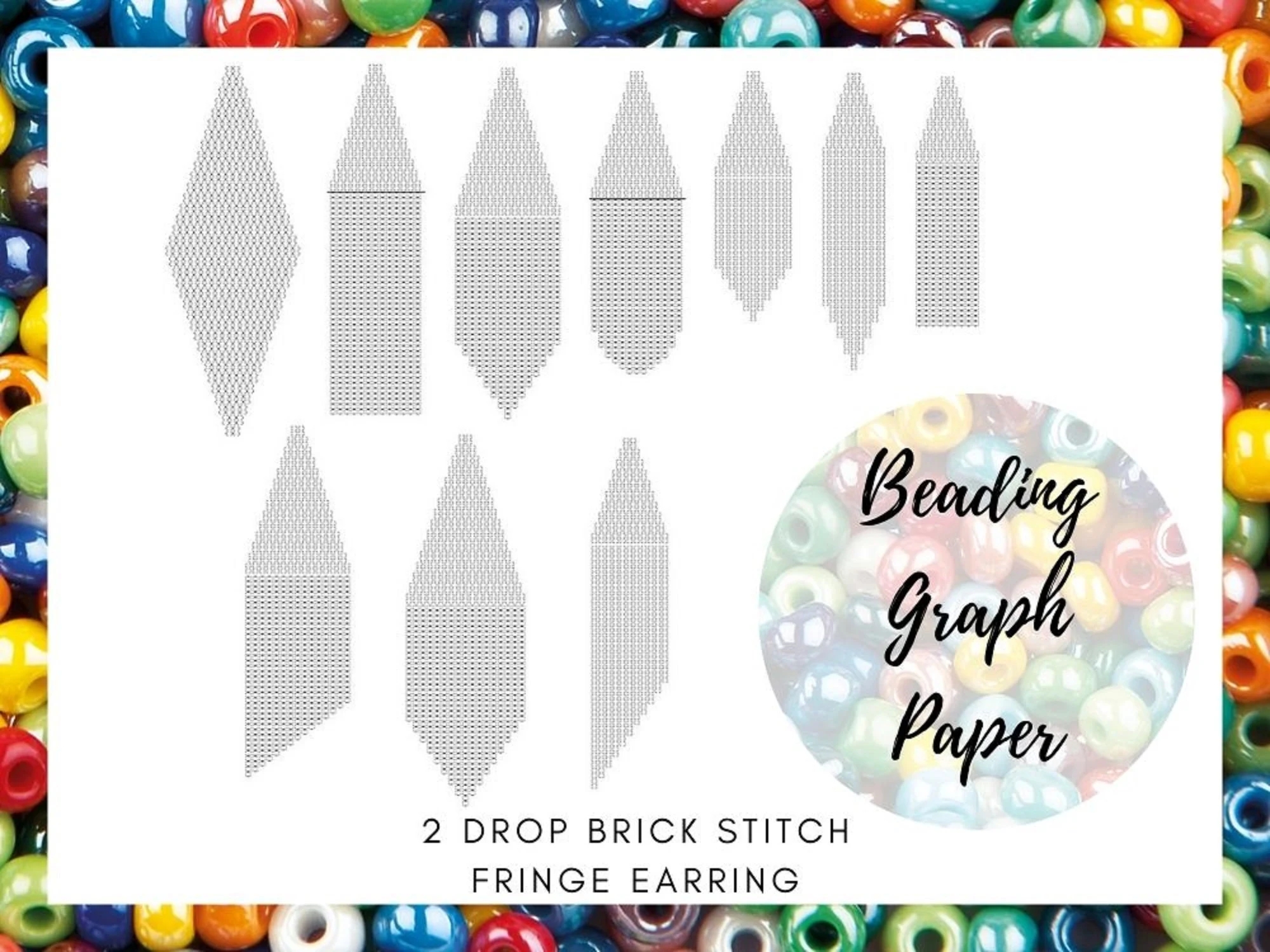 10 Blank Templates Graph Paper For 2 DROP Brick Stitch Pattern Earring Graph Paper Seed Bead PDF Digital Download Etsy