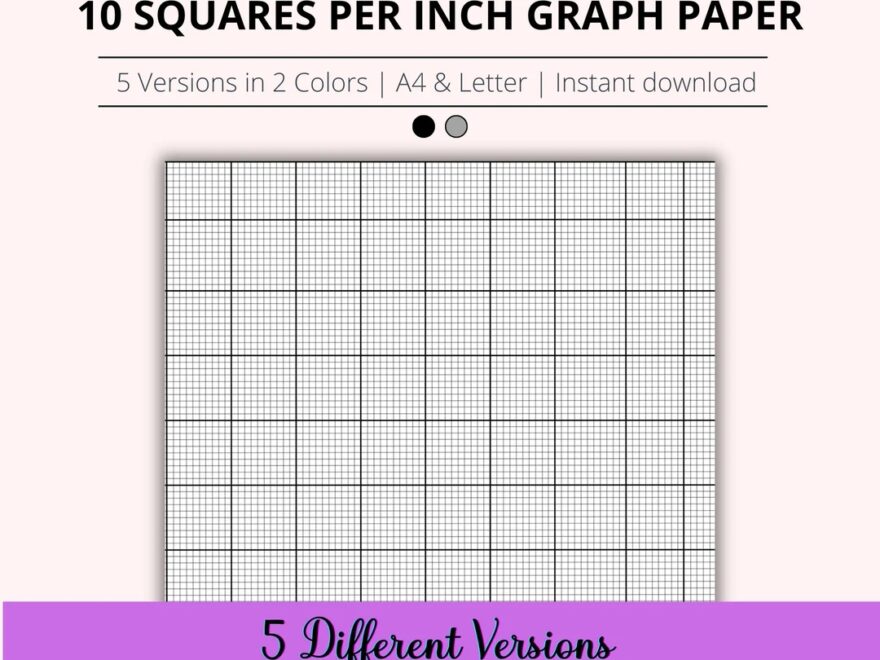 10 Squares Per Inch Graph Paper Bundle Printable Cross Stitch Paper Printable Grid Paper Squared 10 X 10 Graph Paper Instant Download Etsy