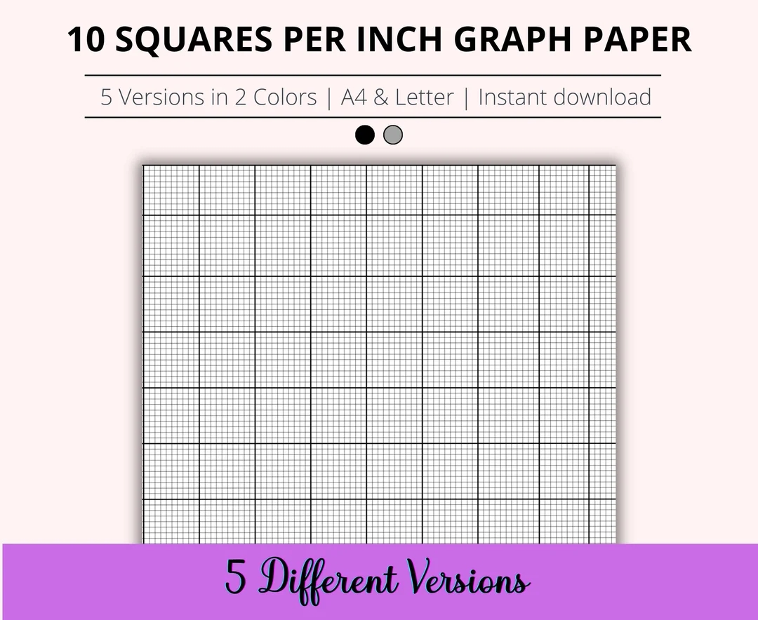 10 Squares Per Inch Graph Paper Bundle Printable Cross Stitch Paper Printable Grid Paper Squared 10 X 10 Graph Paper Instant Download Etsy
