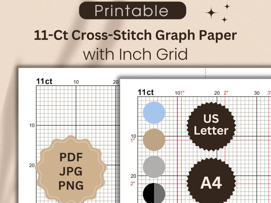 11 count Graph Paper For Cross stitch With Inch Grid Printable Cross stitch Grid For Creating Your Own Designs Letter A4 PDF JPG PNG Etsy
