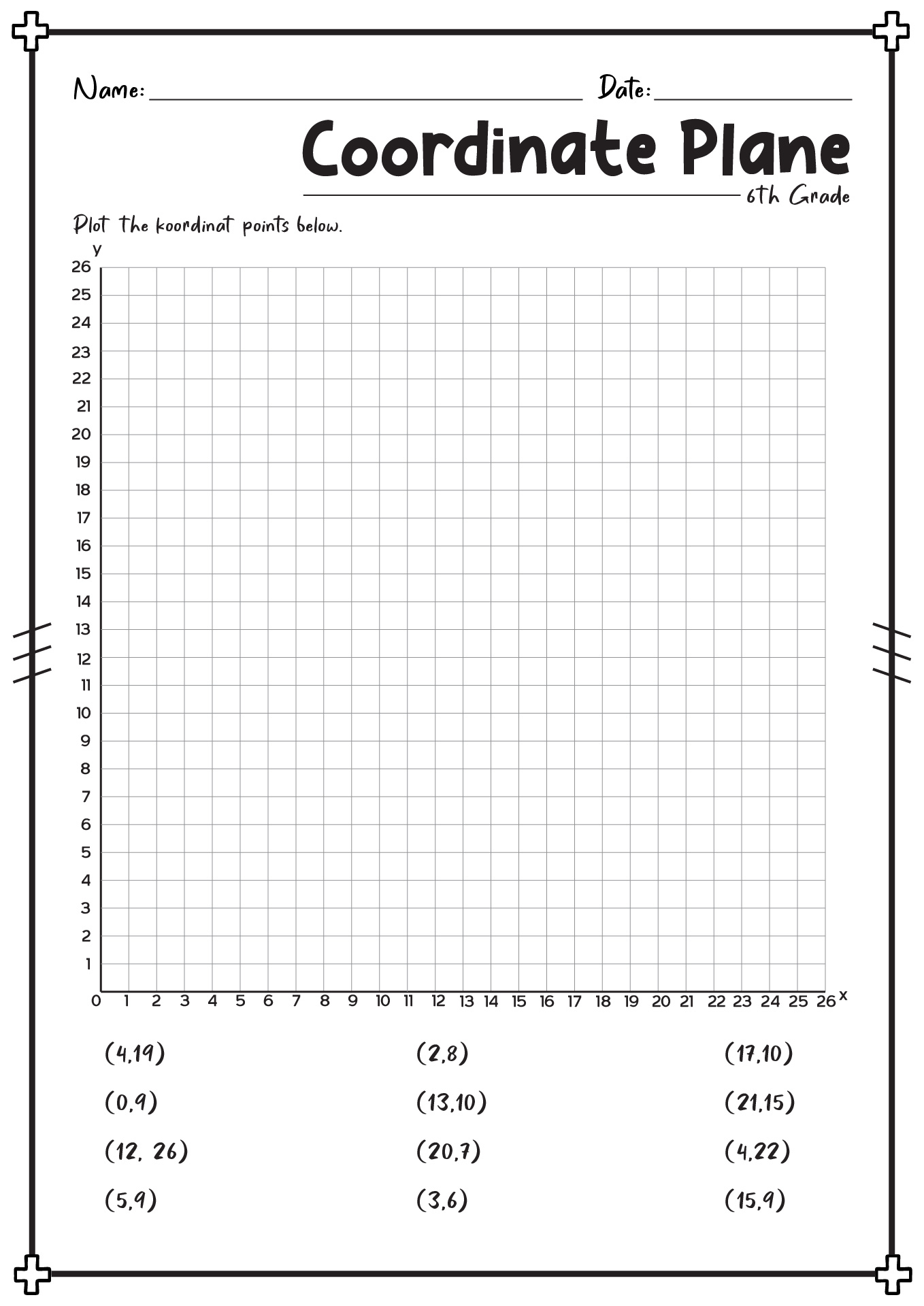 Plotting Points On A Graph Worksheet