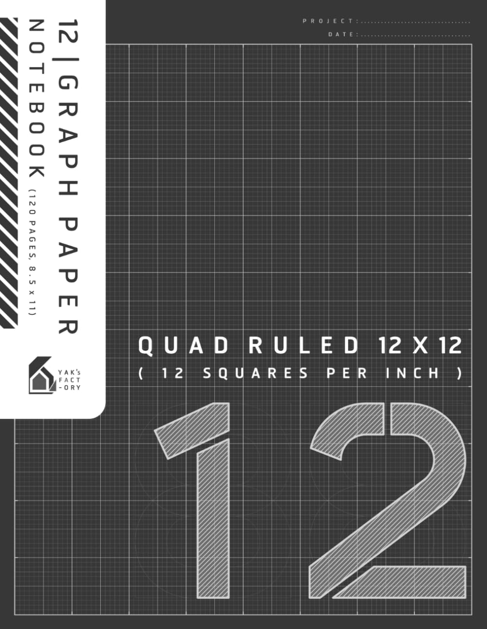 12 Graph Paper Notebook Quad Ruled 12x12 12 Per Inch Minimalist Graph Paper For Students And Designer 8 5 X 11 120 Pages Black Cover Edition Yak s Factory Amazon Books