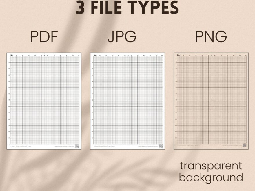 14 count Graph Paper For Cross stitch With Inch Grid Printable Cross stitch Grid For Creating Your Own Designs Letter A4 PDF JPG PNG Etsy