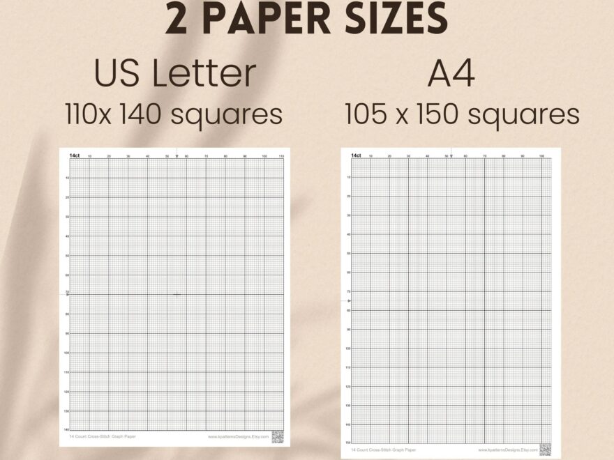 14 count Graph Paper For Cross stitch With Inch Grid Printable Cross stitch Grid For Creating Your Own Designs Letter A4 PDF JPG PNG Etsy
