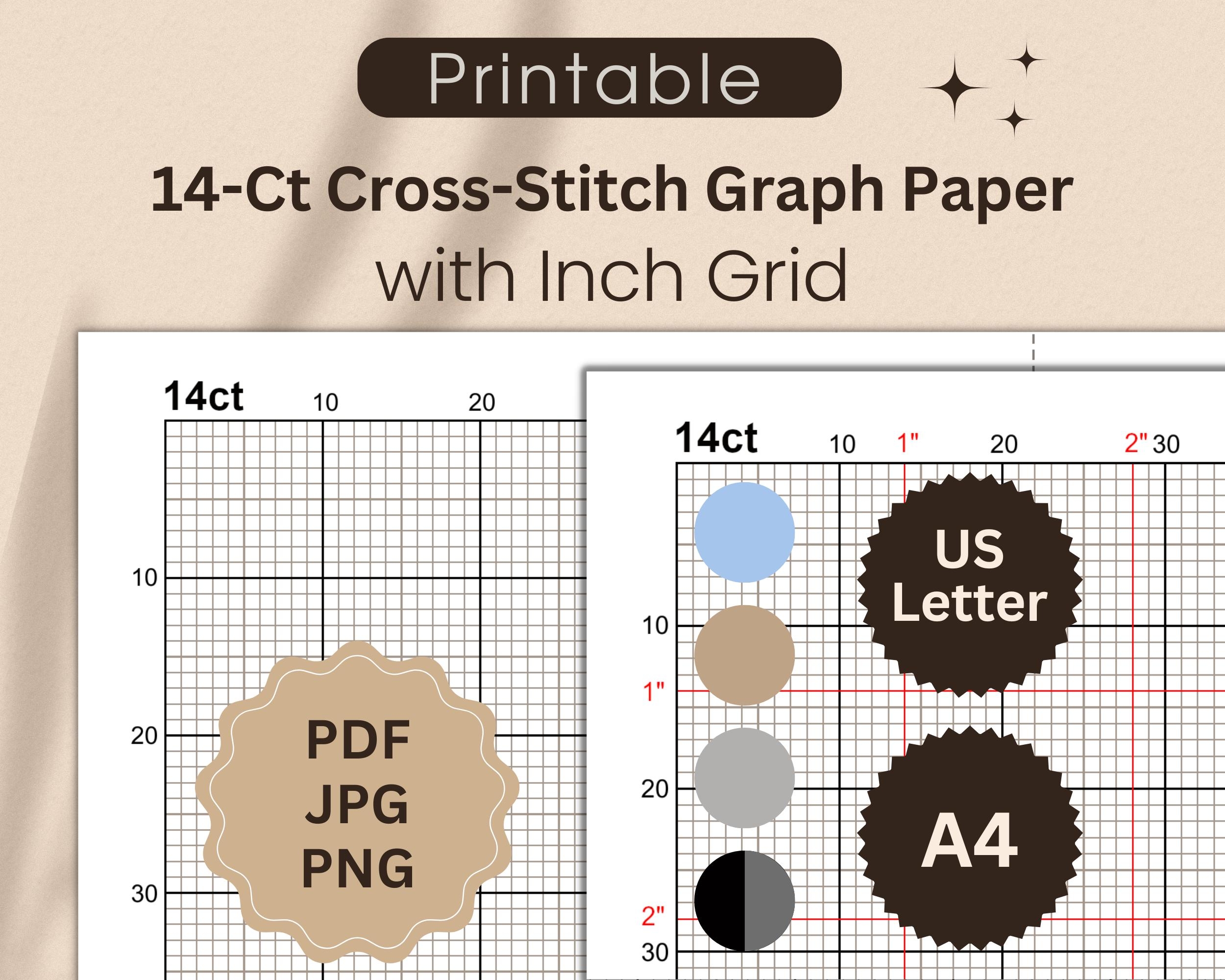 14 count Graph Paper For Cross stitch With Inch Grid Printable Cross stitch Grid For Creating Your Own Designs Letter A4 PDF JPG PNG Etsy