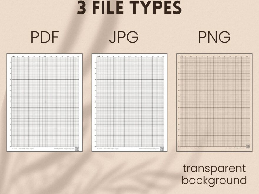 16 count Graph Paper For Cross stitch With Inch Grid Printable Cross stitch Grid For Creating Your Own Designs Letter A4 PDF JPG PNG Etsy