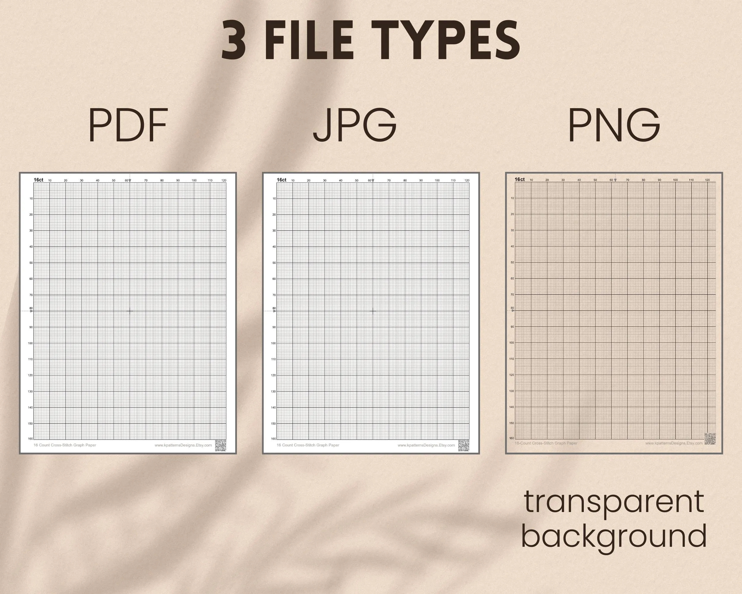 16 count Graph Paper For Cross stitch With Inch Grid Printable Cross stitch Grid For Creating Your Own Designs Letter A4 PDF JPG PNG Etsy