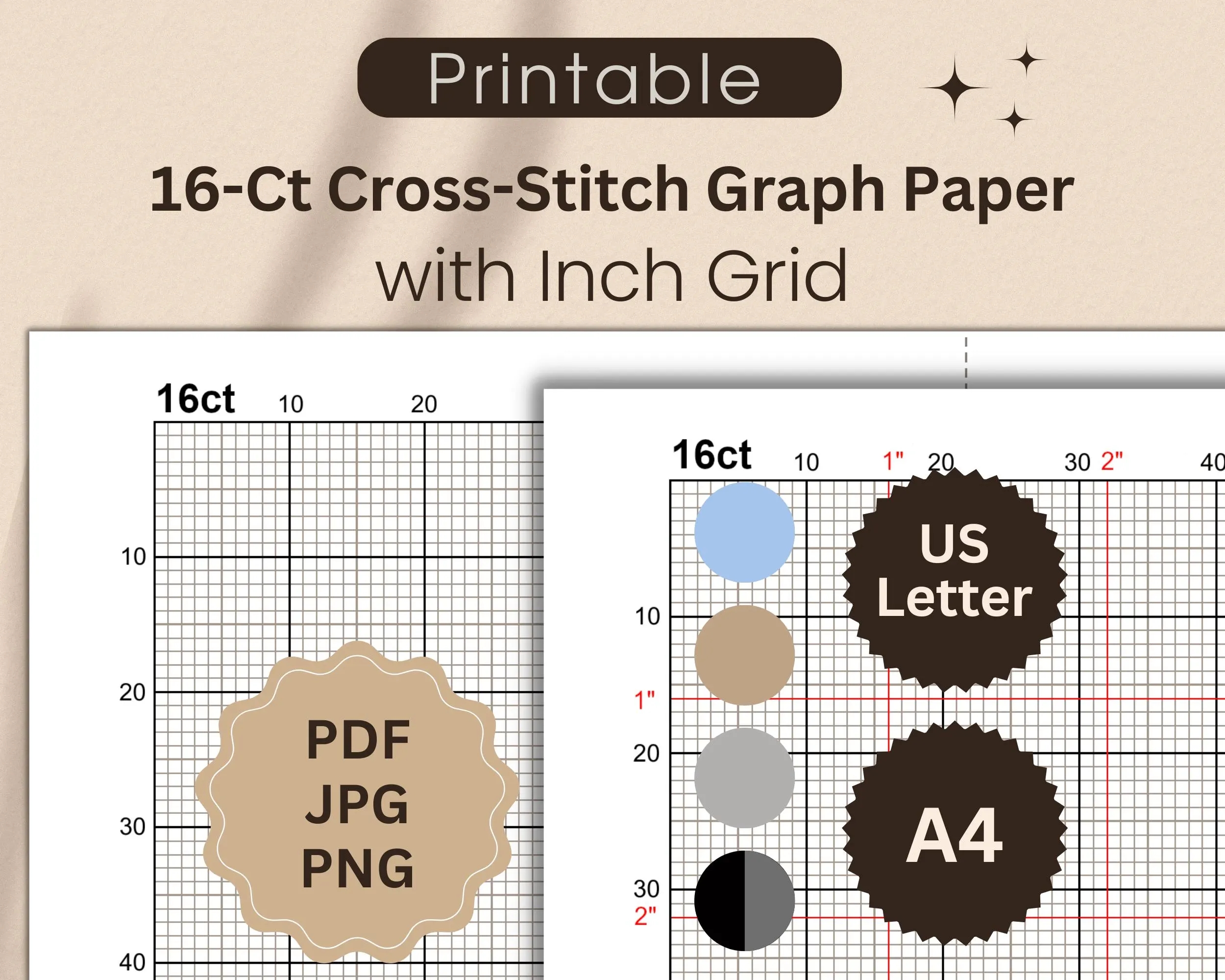 16 Square Inch Downloadable Graph Paper