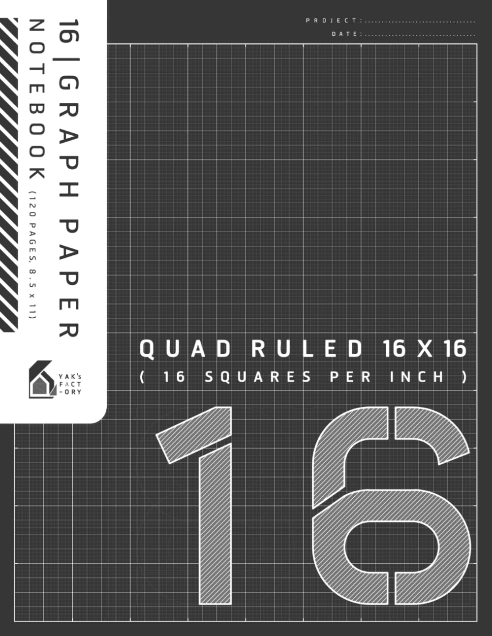 16 Graph Paper Notebook Quad Ruled 16x16 16 Squares Per Inch Minimalist Graph Paper For Students And Designer 8 5 X 11 120 Pages Black Cover Edition Yak s Factory Amazon Books