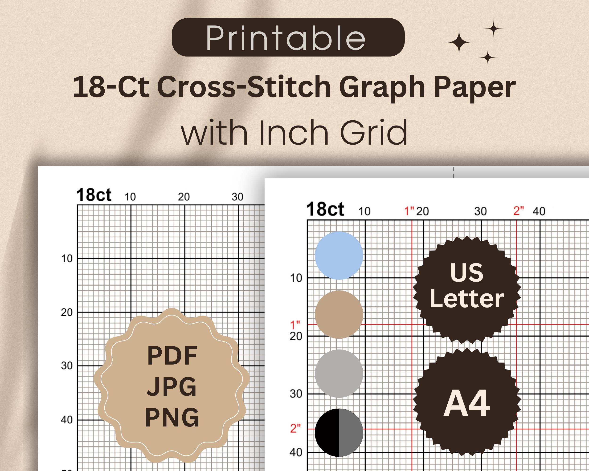 18 count Graph Paper For Cross stitch With Inch Grid Printable Cross stitch Grid For Creating Your Own Designs Letter A4 PDF JPG PNG Etsy