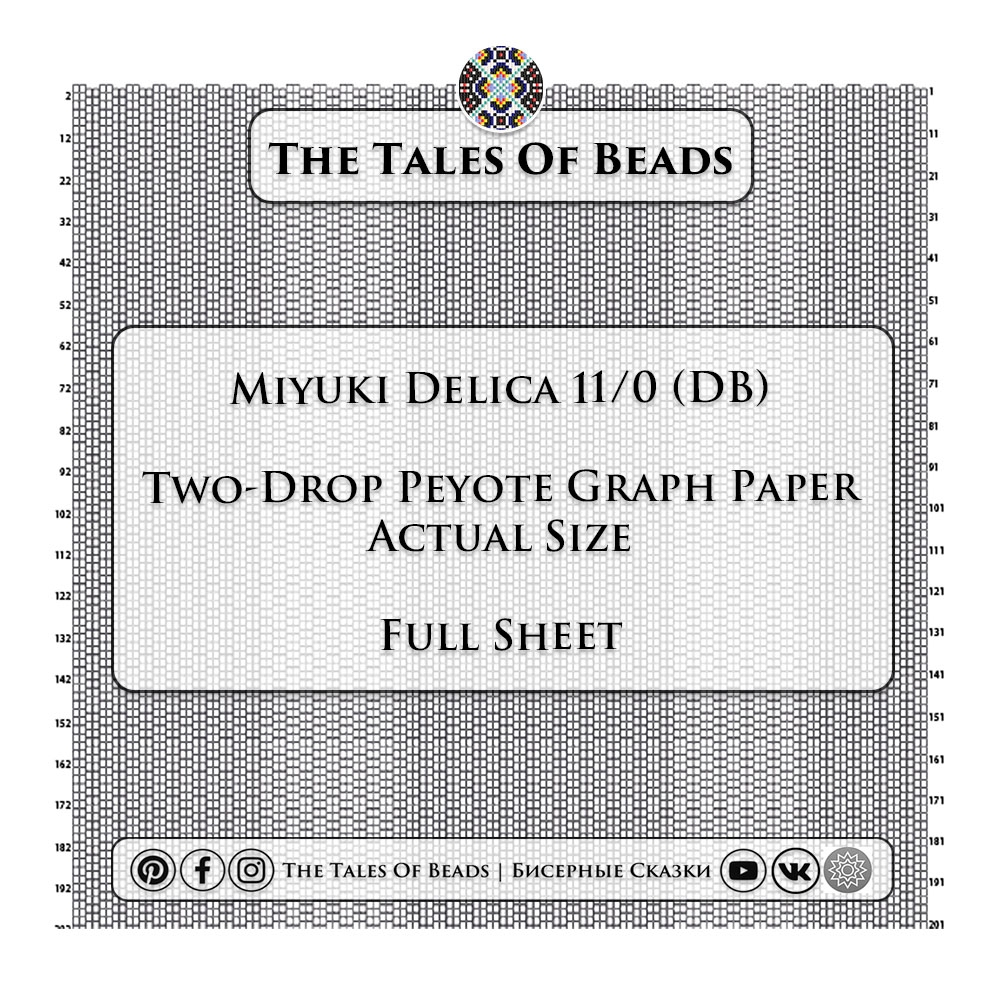 2 Drop Peyote Graph Paper Miyuki Delica 11 0 Actual Size Beading Graphs