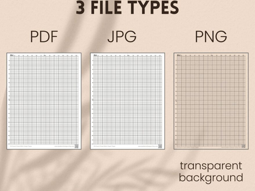 20 count Graph Paper For Cross stitch With Inch Grid Printable Cross stitch Grid For Creating Your Own Designs Letter A4 PDF JPG PNG Etsy