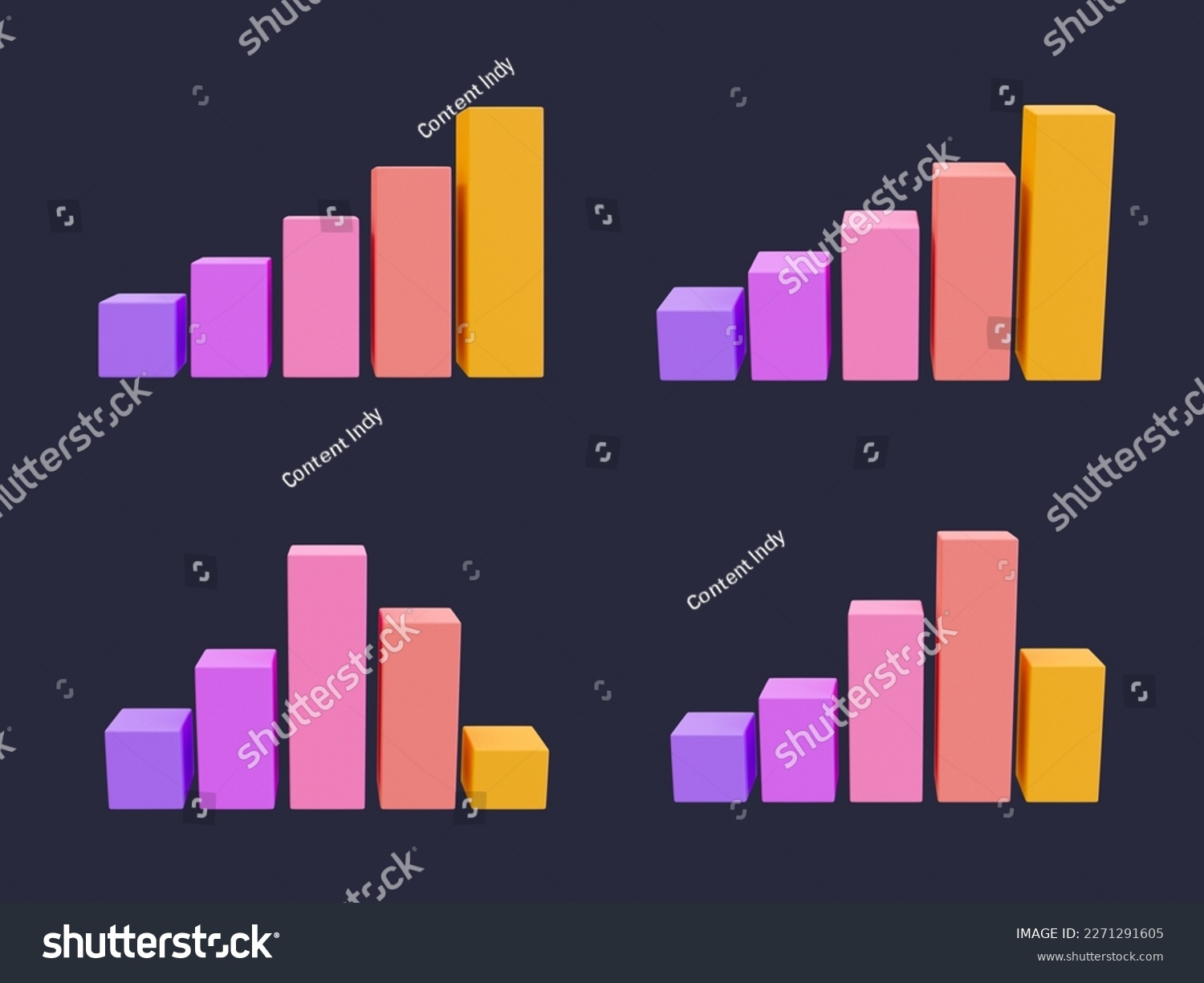 3d Blank Bar Graph Template Set Stock Illustration 2271291605 Shutterstock