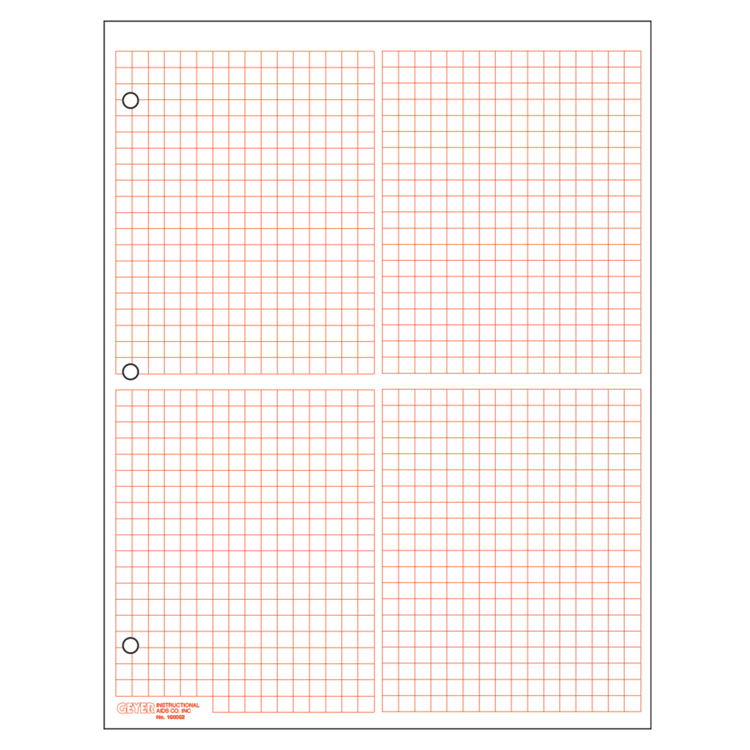 4 Quadrants Graph Paper 1 4 Squares Double Sided Red Lined Grids 500 Sheet Ream Three Hole Punched Walmart