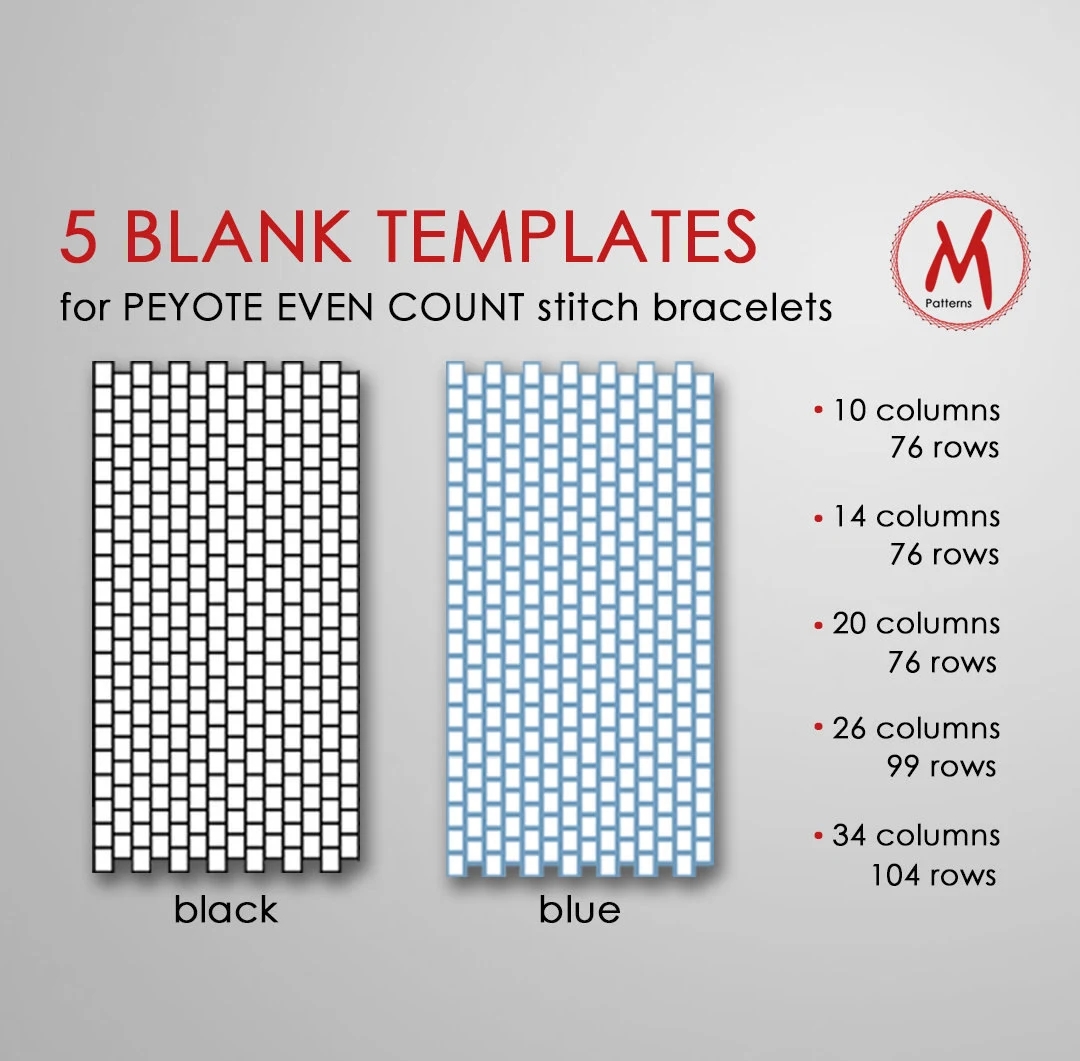 5 Blank Templates For Creating Peyote Even Count Stitch Bracelet Empty Pattern Create Your Own Seed Bead Weaving PDF Instant Download Etsy 5 Blank Templates For Creating Peyote Even Count Stitch Bracelet Empty Pattern Create Your Own Seed Bead Weaving PDF Instant Download Etsy