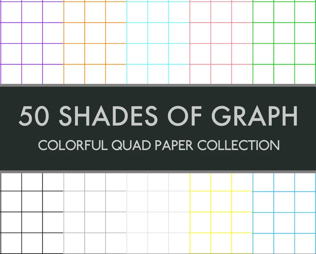 50 X Colorful Quad Graph Printable Paper 1 4 High Resolution PDF Letter Format 8 5 X 11 50 Sheets 50 Colors Instant Download Etsy