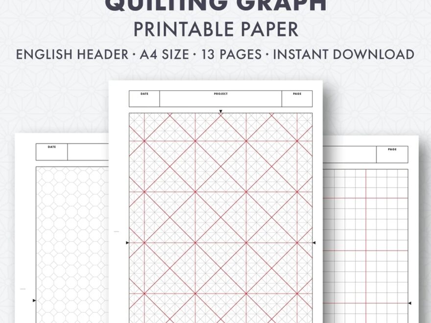 50004 Quilting Graph Paper Set Printable Template English Instant Download A4 Etsy