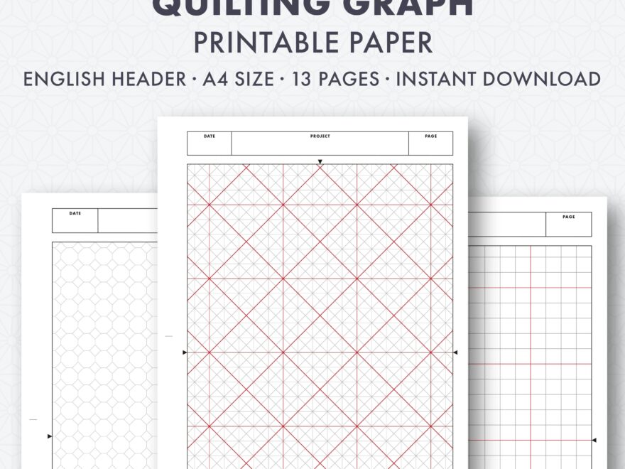 50004 Quilting Graph Paper Set Printable Template English Instant Download A4 Etsy