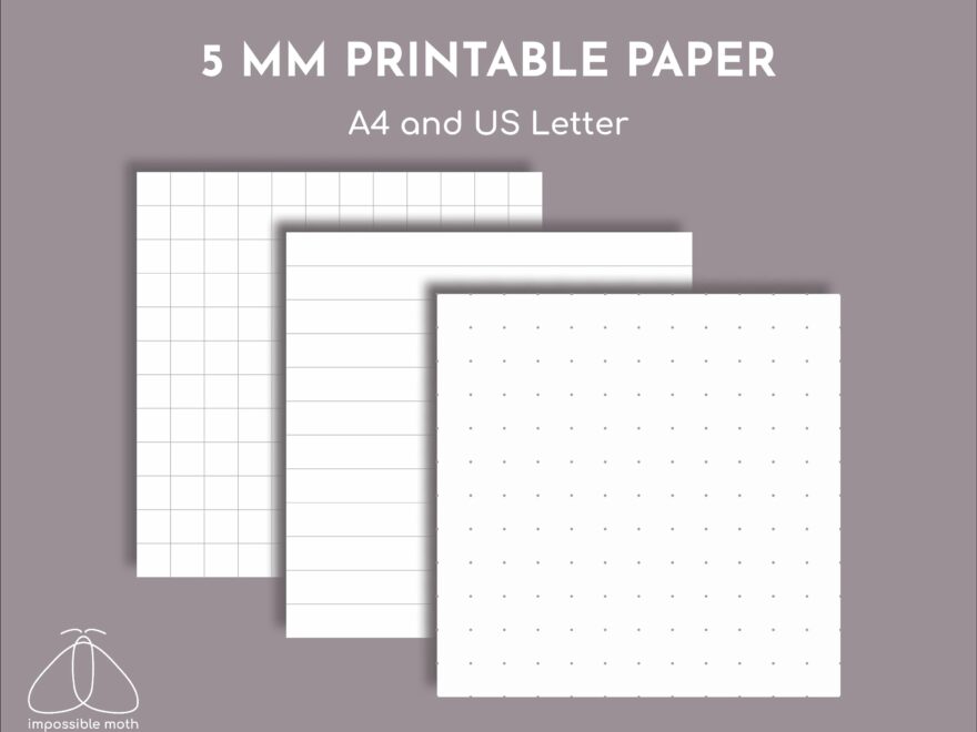 5mm Square And Dot Grid And Ruled Printable Paper A4 And US Letter Etsy