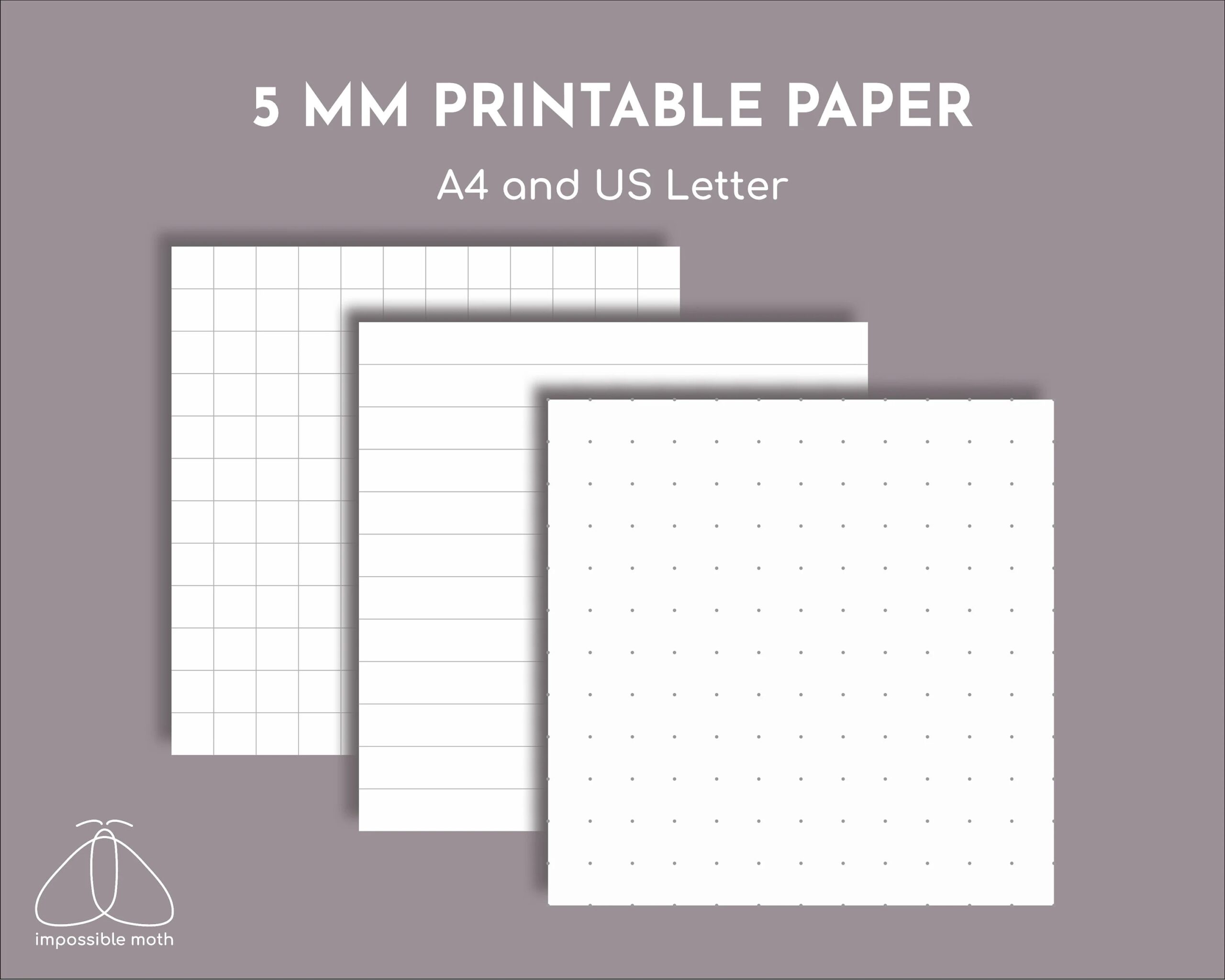 5mm Square And Dot Grid And Ruled Printable Paper A4 And US Letter Etsy