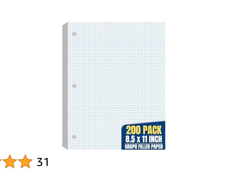Amazon 1InTheOffice Graph Paper Loose Leaf Graph Ruled Filler Paper 8 5 X 11 100 Sheets White 2 Pack Office Products