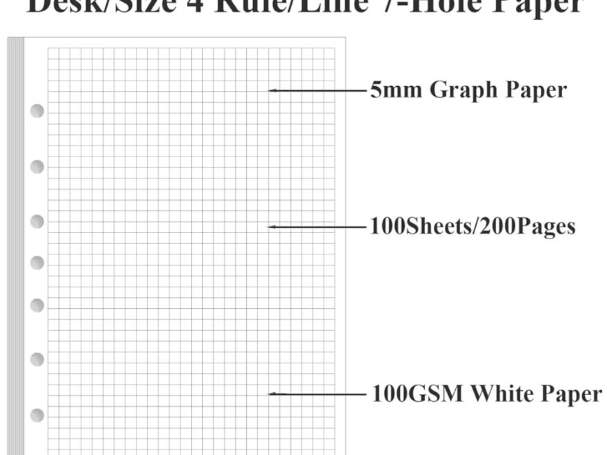 Amazon A5 Grid Refill Paper 7 Hole Graph Paper 100Sheets 200Pages Loose Leaf Grid Paper 100gsm White Paper 5 8 X 8 3 Office Products