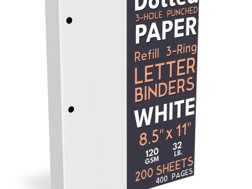 Amazon Dotted Grid Paper Letter Size 3 Hole Punched Large Holes 200 Sheets 400 Pages 120 GSM 8 5 X 11 Inches White For Calligraphy Journaling Drawing Arts Crafts Sewing