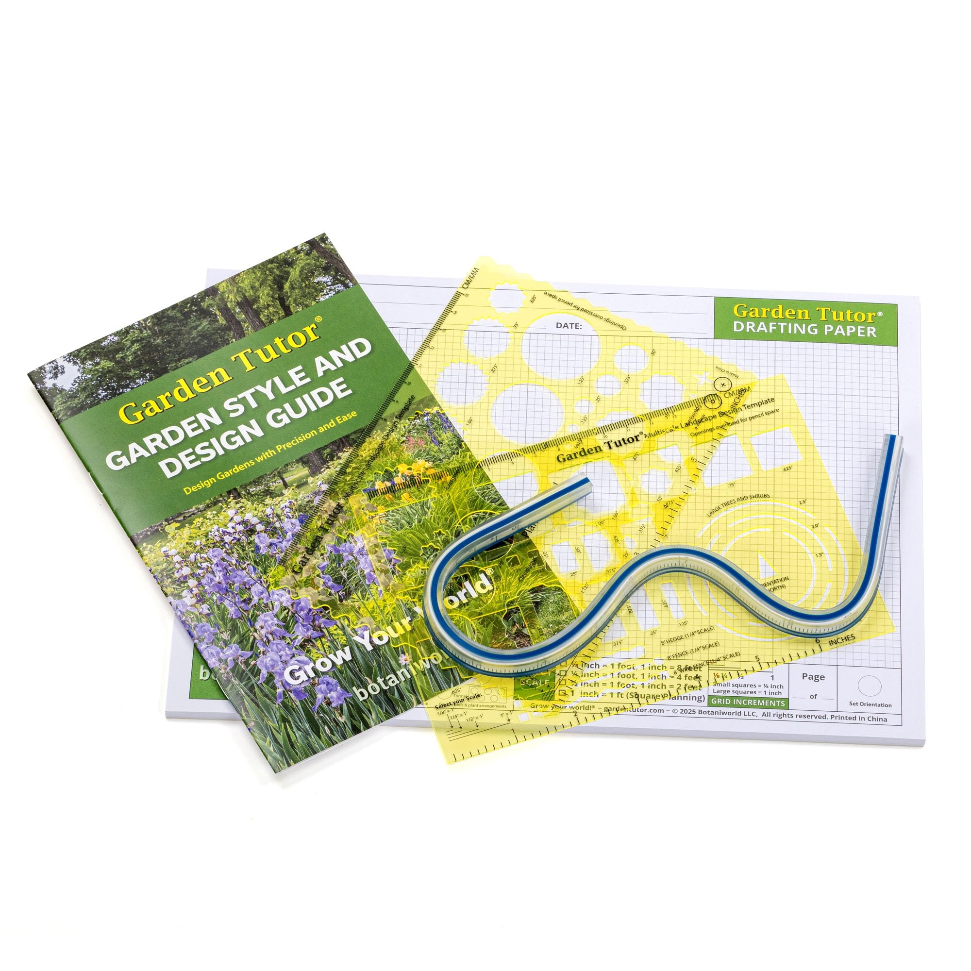 Amazon Garden Tutor Multiscale Garden Landscape Design Kit 2 Translucent Yellow Design Stencils 12 Inch Flexible Curve Ruler 40 Sheet Multi Scale Graph Paper Garden Design Guide Office Products