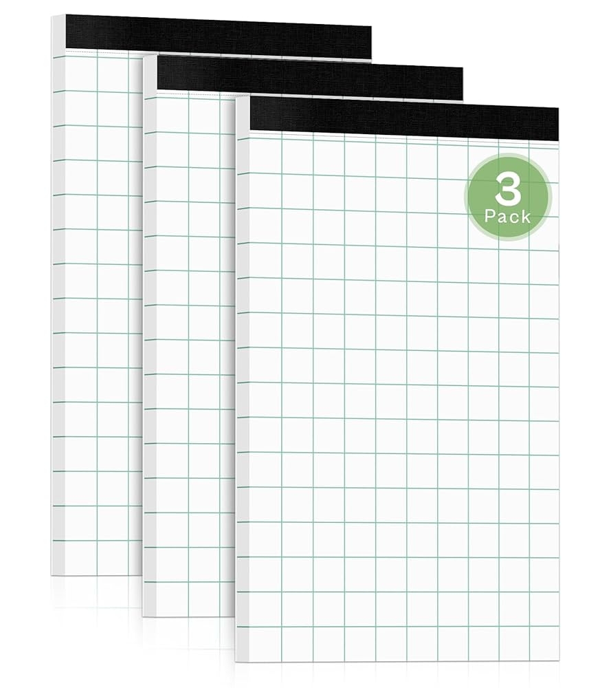 Amazon Graph Paper 5x8 Graph Paper Notebook 3 Pack Graph Paper Pad 2x2 Quad Graph Paper 50 Sheets Engineering Paper Perforations Grid Notebook With Study Backboard For Drawing Designing Math Sketching 