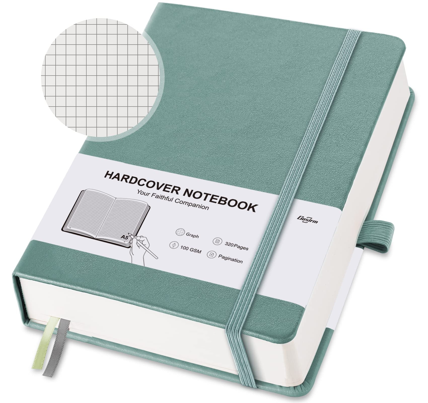 Amazon Graph Paper Notebook Squared Grid Journal Notebook Graphing Paper 320 Numbered Pages 5 75 X 8 38 Inches Thick Journals For Study And Notes Men And Women Hard Cover Leather Green Office Products