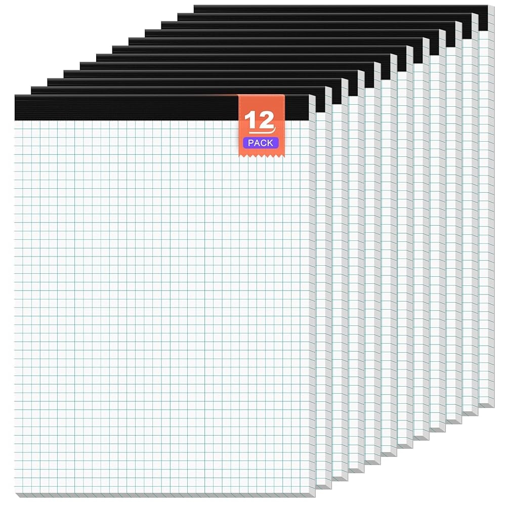 Amazon Graph Paper Pad 8 5 X 11 Grid Paper 4x4 Graphing Paper 12 Pack Grid Paper Pad 30 Sheets Per Notepad Graph Ruled Math Paper Perforated Square Paper Pad 8 5 X