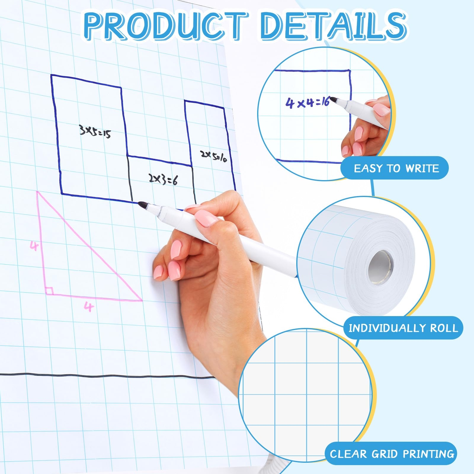 Amazon Jetec 1 Roll 1 Large Grid Graph Paper Roll 19 7 Inch X 197ft Drafting Paper For Back To School Classroom Teaching Supplies Kids Students Gifts Office Products