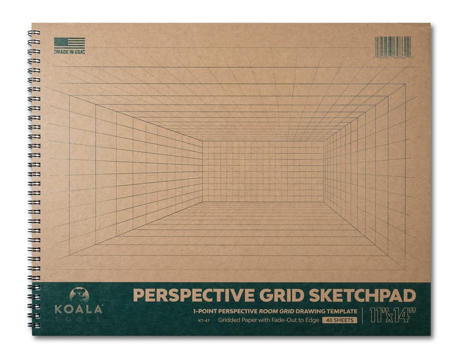 Amazon Koala Tools 40 Sheet Sketch Pad For 1 Point Perspective Drawing Spiral Bound Gridded Graph Paper For Interior Room Design Industrial Architectural And 3D Design 11 X 14 Inches Arts Crafts Sewing