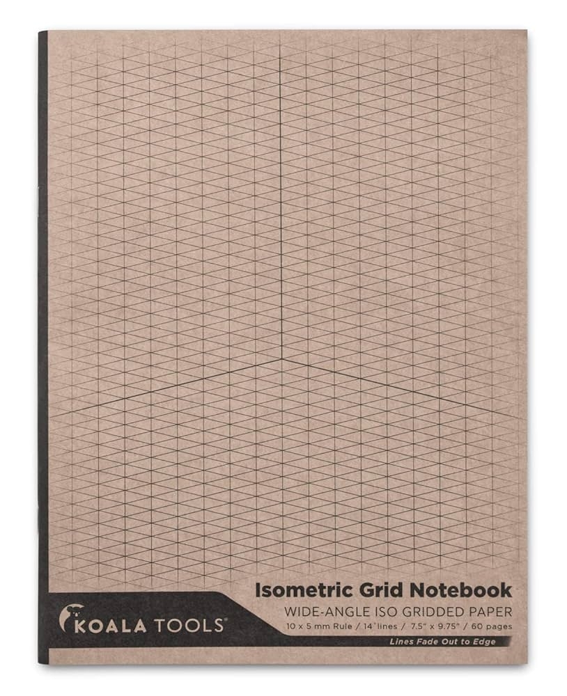 Amazon KOALA TOOLS Isometric Graph Paper Notebook 1 Unit 7 5 X 9 75 60 Pp Kraft Cover Isometric Grid Drawing Pads Suitable For Industrial Architectural Interior Design Office Products