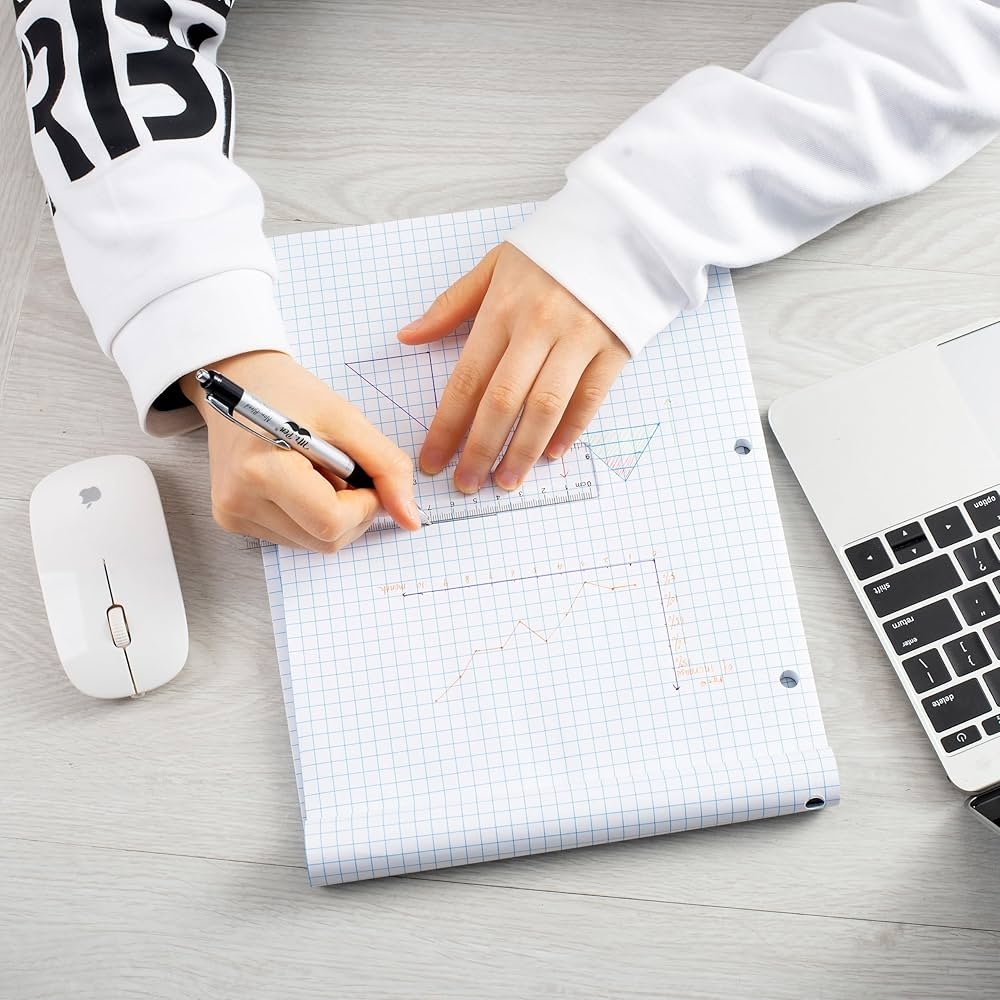 Amazon Mr Pen Graph Paper 8 5 x11 55 Sheets 4x4 4 Squares Per Inch 3 Hole Punched Math Graph Paper Pad Computation Pads Back To School Supplies Office Products