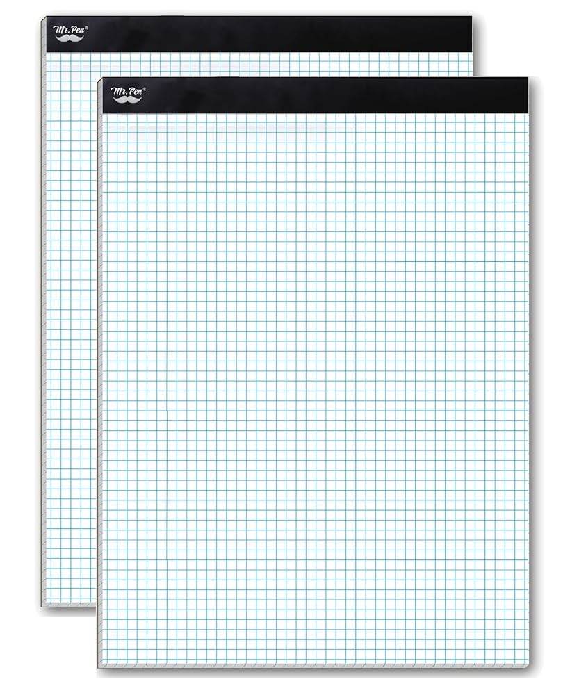 Amazon Mr Pen Graph Paper Pads 8 5 X 11 Inches 2 Pack 55 Sheets Pack 4x4 4 Squares Per Inch Blueprint Grid Paper Pads 8 5 X 11 Math Notebook Office Products