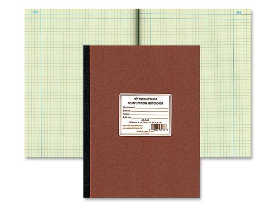 Amazon National Brand Computation Notebook 4 X 4 Quad Brown Green Paper 11 75 X 9 25 Inches 75 Sheets 43648 Science Laboratory Notebooks Office Products