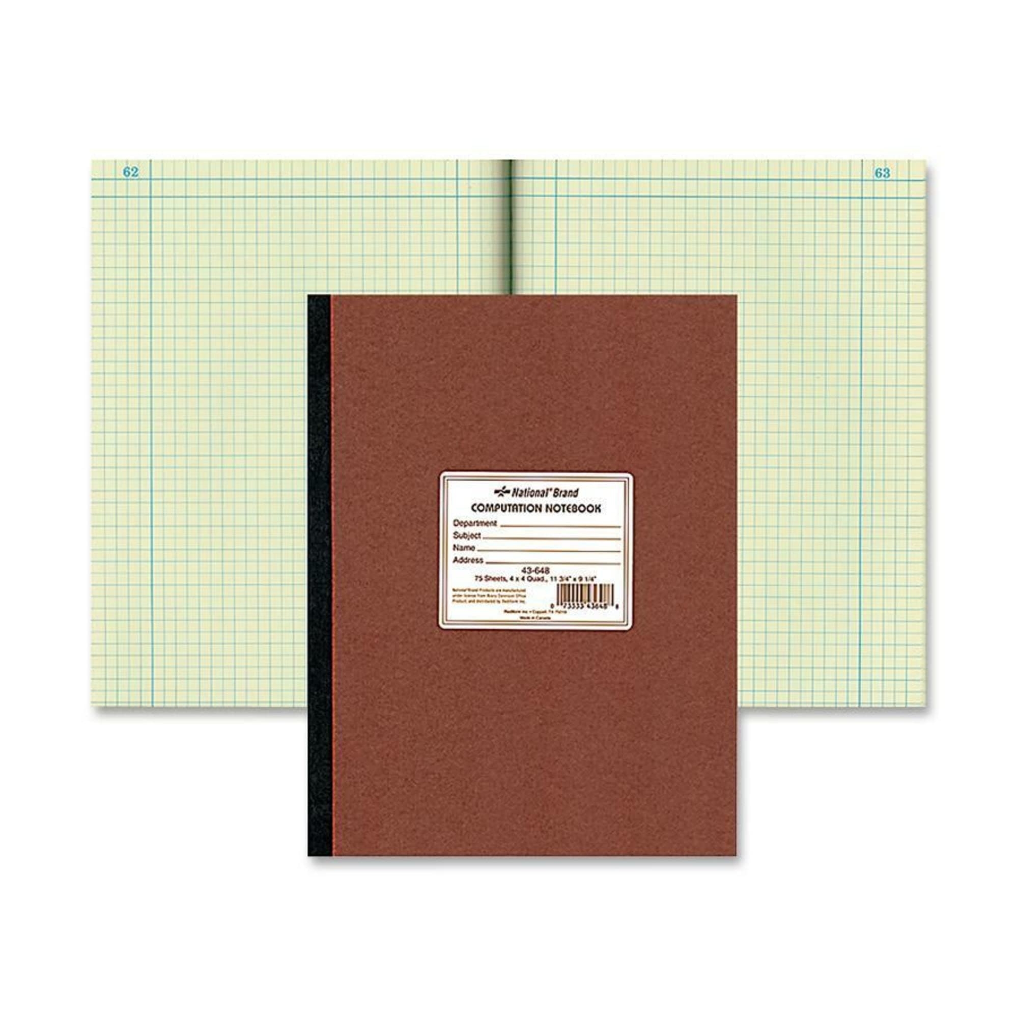 Amazon National Brand Computation Notebook 4 X 4 Quad Brown Green Paper 11 75 X 9 25 Inches 75 Sheets 43648 Science Laboratory Notebooks Office Products