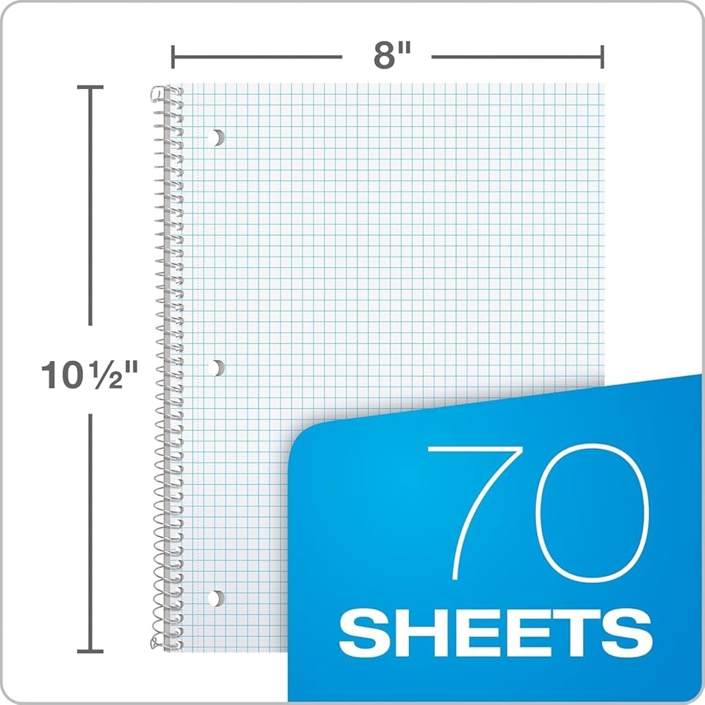 Amazon Oxford Graph Paper Notebook 8 X 10 1 2 1 Subject Pastel Green Notebook For Math Drawing And Engineering 70 Sheets Office Products