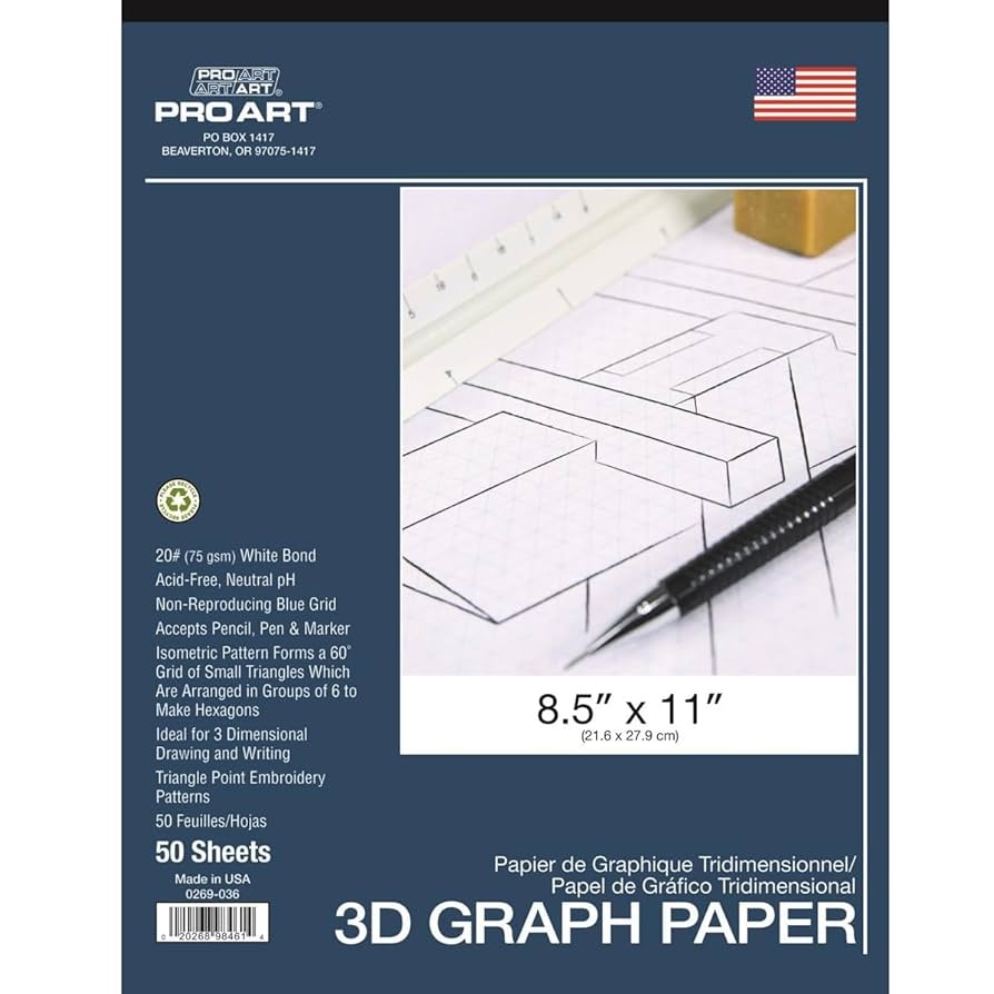Amazon Pro Art Graph Paper 8 1 2 inch X 11 inch 50 Sheet Tape Bound Pad White Blue
