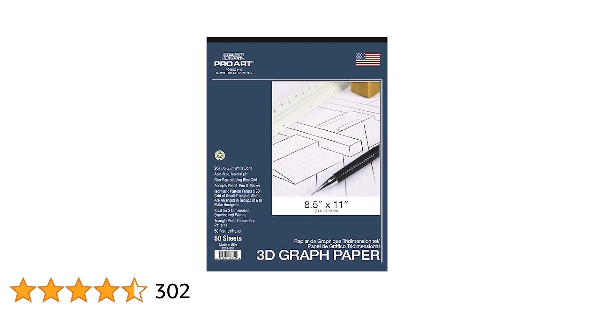 Amazon Pro Art Graph Paper 8 1 2 inch X 11 inch 50 Sheet Tape Bound Pad White Blue