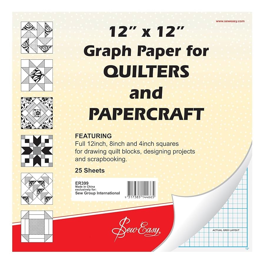 Amazon Sew Easy ER399 Quilters Graph Paper Pad 8in 4in Squares 12 X 12in 25 Sheets Amazon Sew Easy ER399 Quilters Graph Paper Pad 8in 4in Squares 12 X 12in 25 Sheets