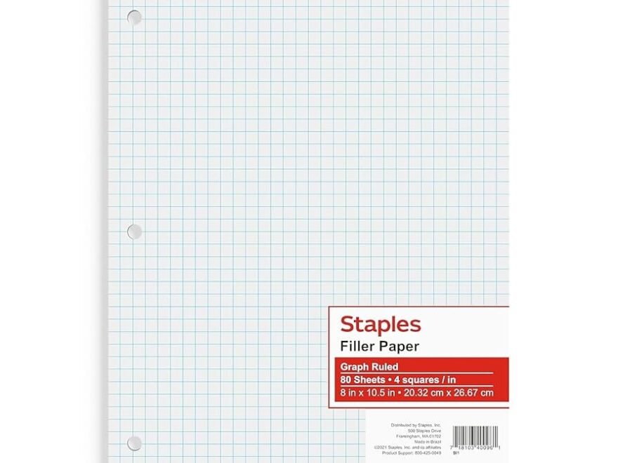 Amazon Staples 509651 Graph Ruled Filler Paper 8 Inch X 10 1 2 Inch Office Products