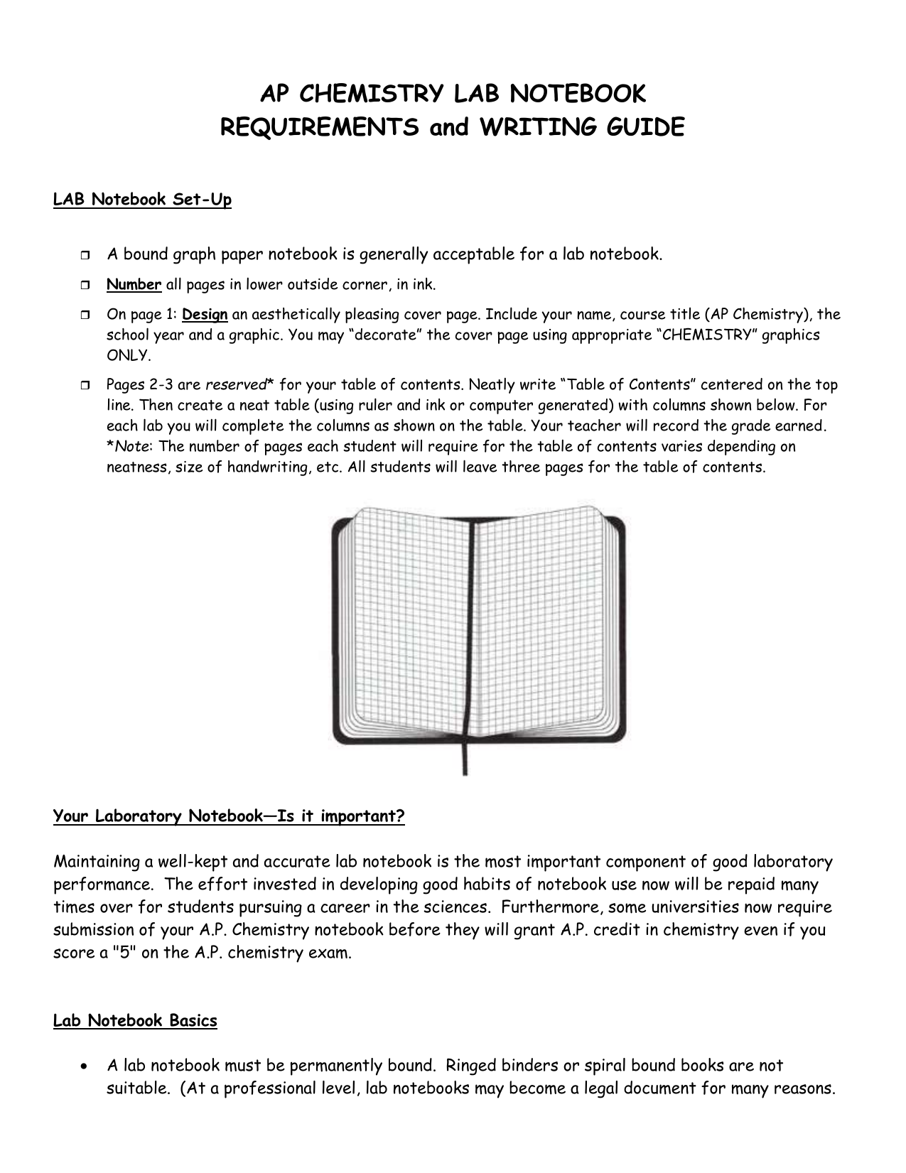 AP Chemistry Lab Notebook Guide