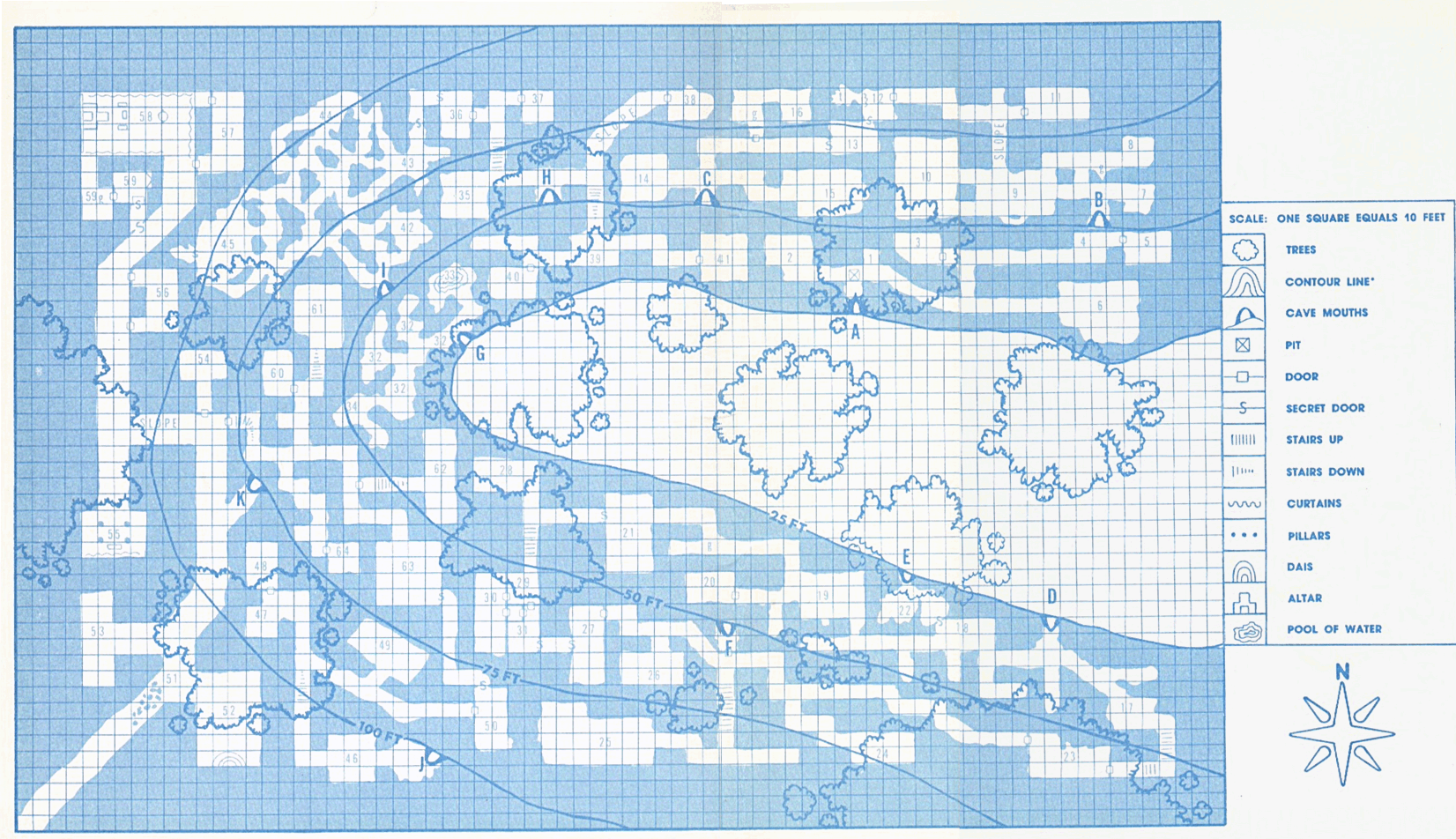 Blue Graph Paper For Dungeon