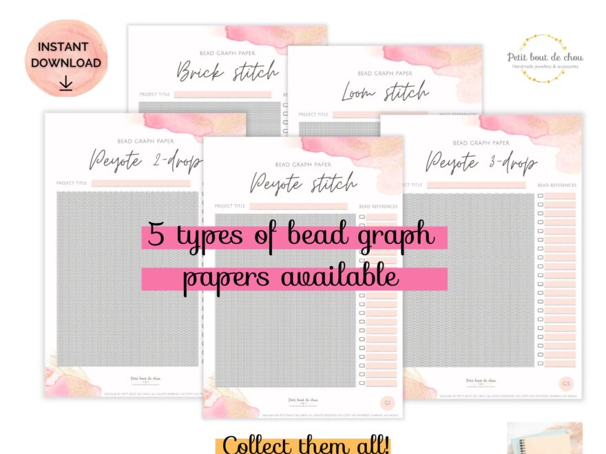 Bead Graph Paper Bundle loom Brick Peyote Miyuki Graph Paper blank Bead Pattern beading Graph beading Chart blank Templates printable Graph Etsy