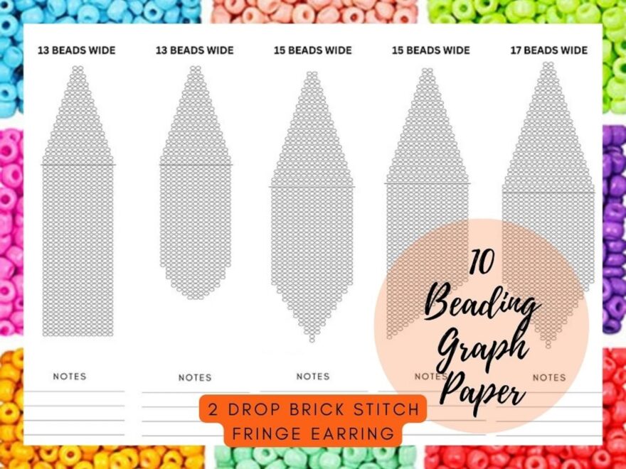Bead Graph Paper Seed Bead 2 DROP Brick Stitch Earring Graph Paper 10 Blank Fringe Template Procreate Beading Templates PDF Digital Etsy