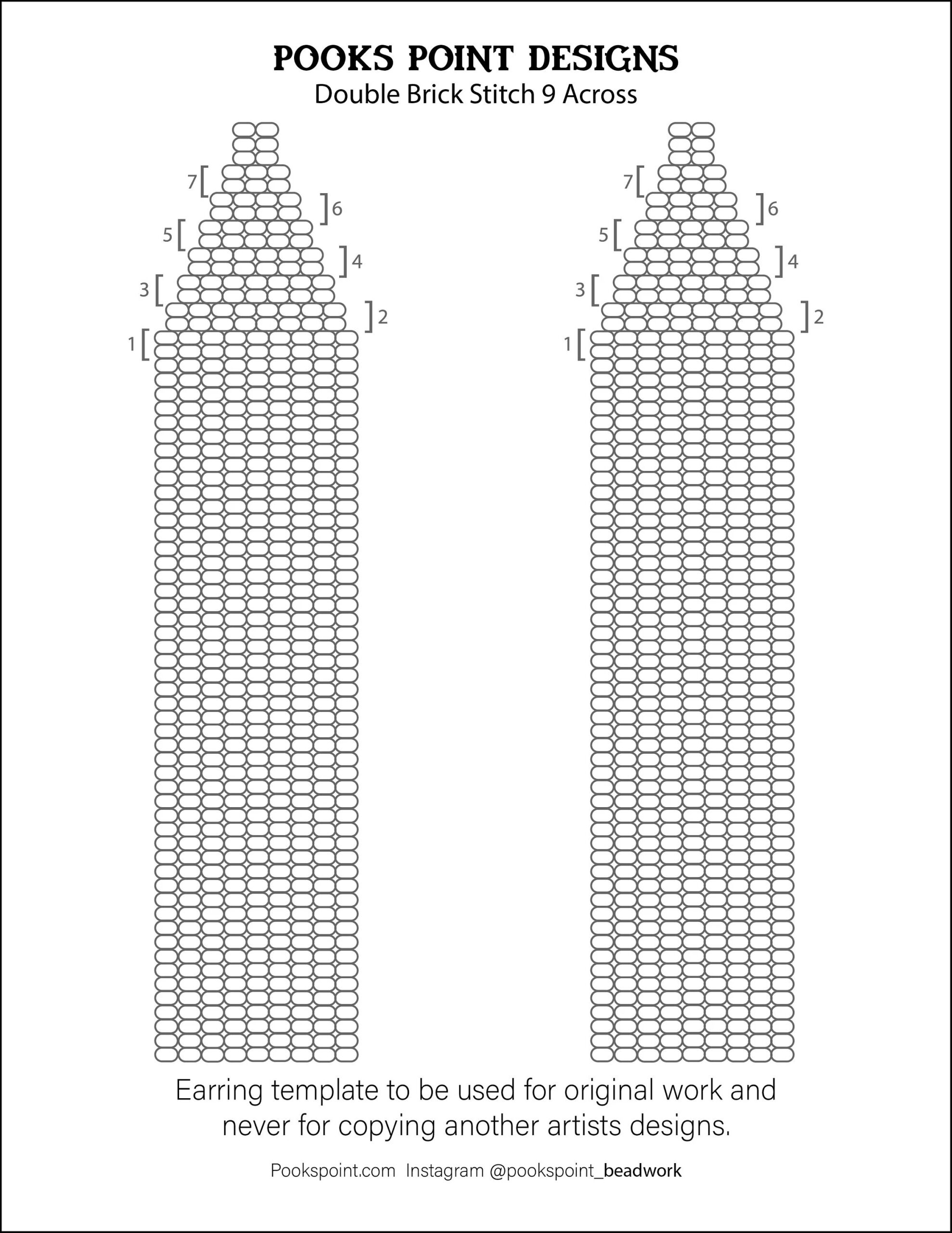 Beaded Earring Template 9 Rows Across Miyuki Sized Beads Bead Pattern Design Earring Graph Paper Etsy