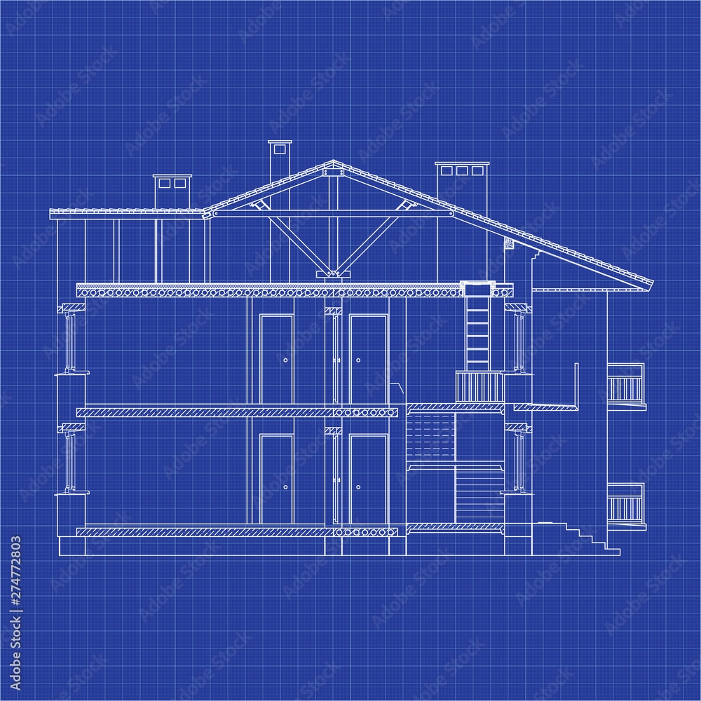 Best Interesting Architectural Background On Graph Paper Cross section House Vector Blueprint Stock Vector Adobe Stock
