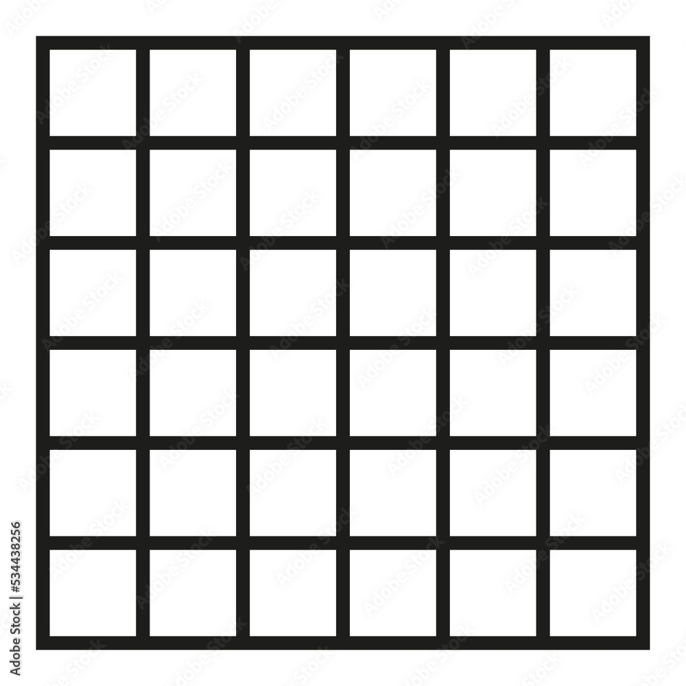 Black Outlined Square Divided In Thirty Six 36 Parts 6x6 Grid Isolated Png Illustration Transparent Background Asset For Overlay Montage Collage Presentation Business Concept Stock Illustration Adobe Stock